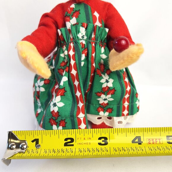 Annalee Mrs. Santa Claus Doll 1963 Vintage Christmas Decor Felt Figure Tag 7 1/4 - Picture 8 of 8